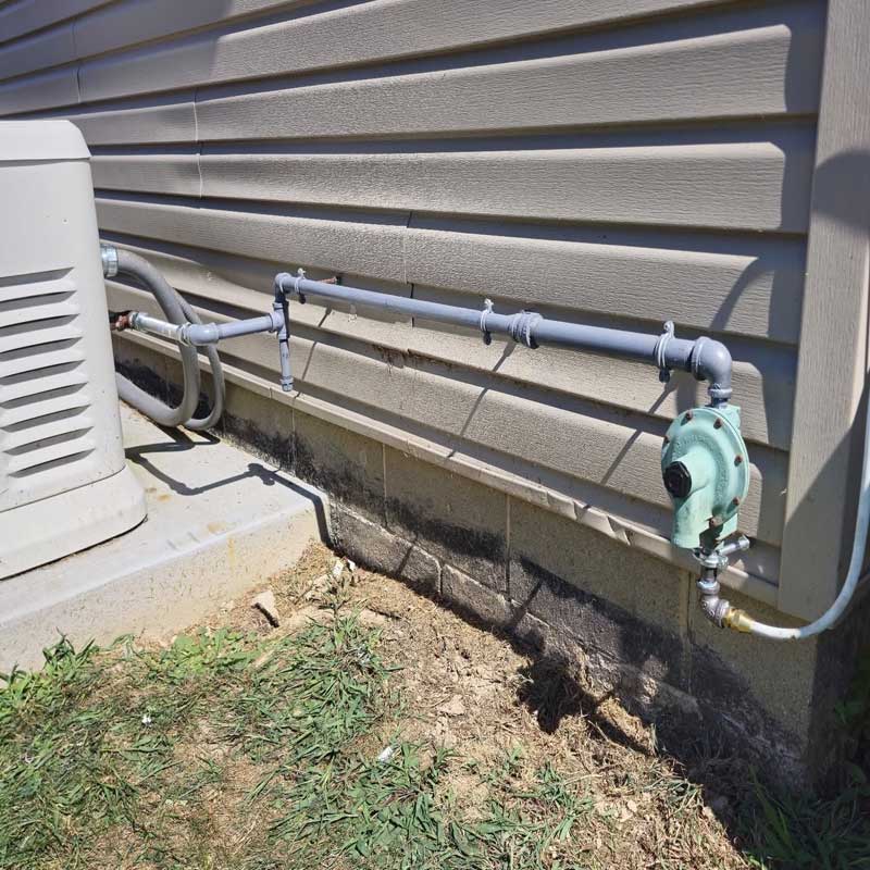 Propane connection to the back of a Generac Generator